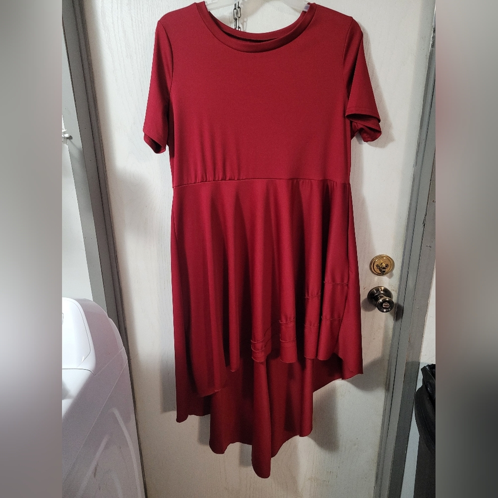 Elegant Burgandy Red Dress HI LOW